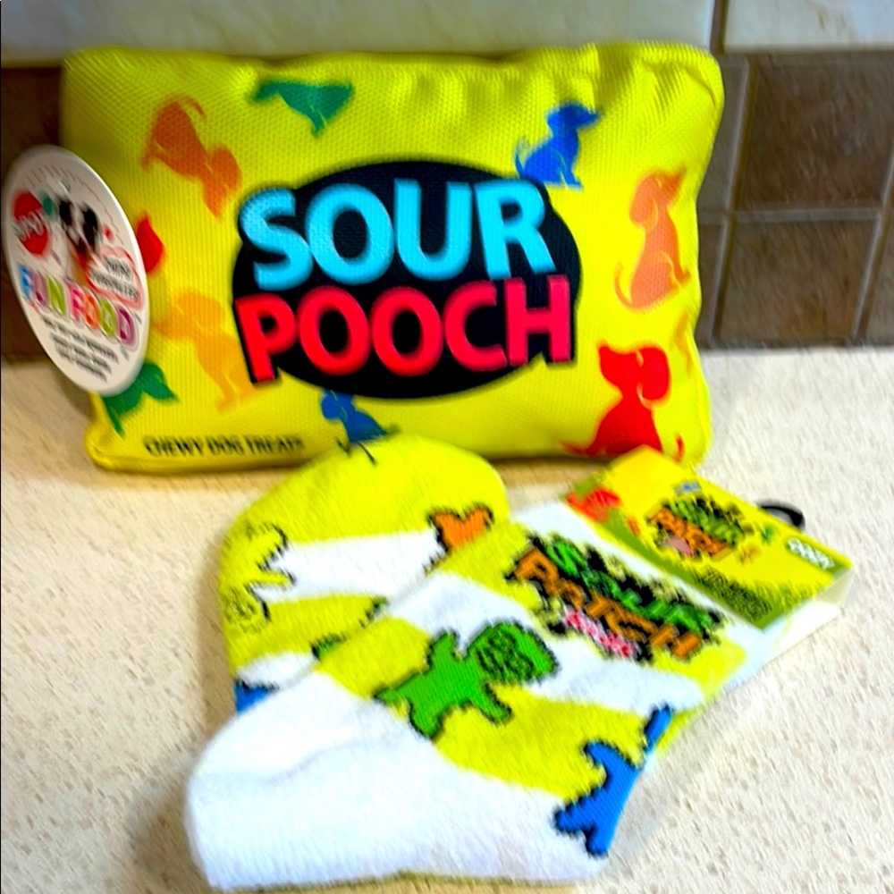 Sour Patch Squeaky Dog Toy & Sock Set
